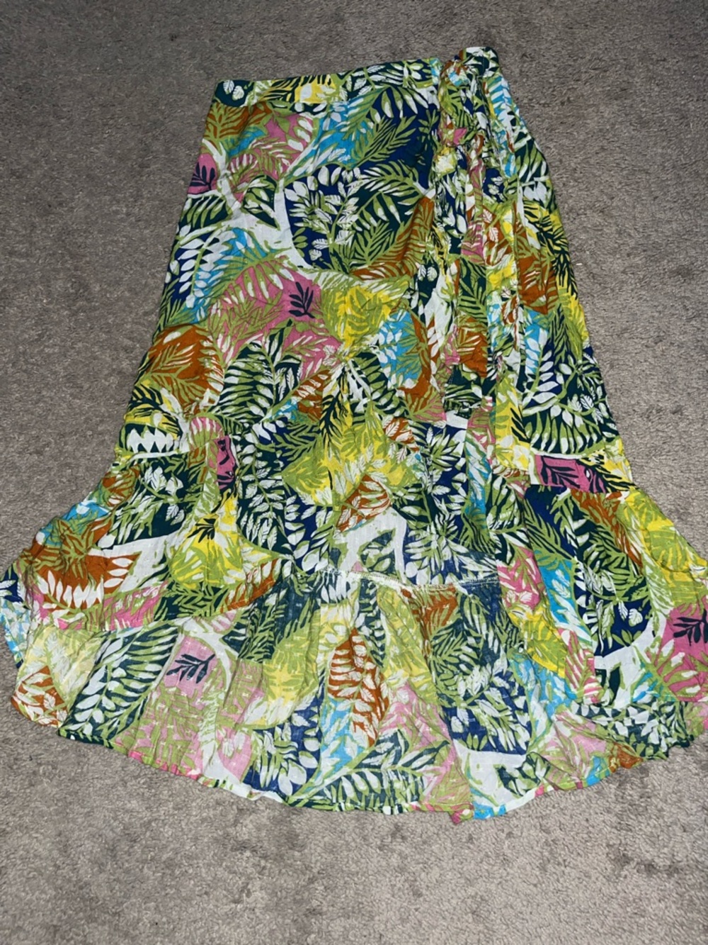 Nicole Miller Multicolor Tropical Leaf High-Low Skirt